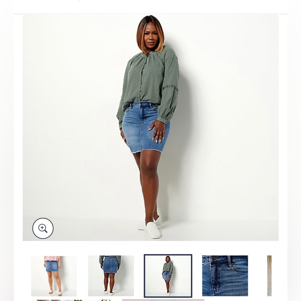 Candace Cameron Bure Regular Pacific Denim Skirt with Frayed Hem size 14